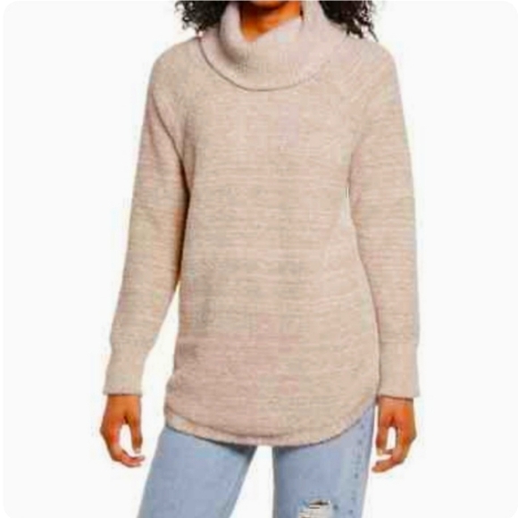 Thread & Supply Sweaters - Thread & Supply Taupe Mix Cowl Neck Fuzzy Sweater. Size Small NWT